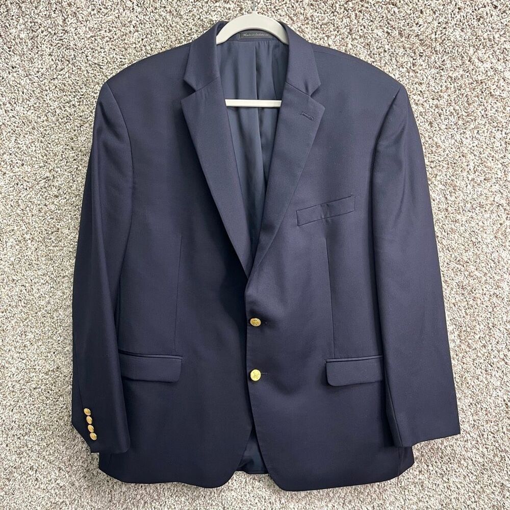 Lauren Ralph Lauren Blazer Men’s 46R Navy Blue 100% Wool Suit Jacket